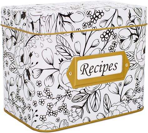 metal recipe box with mug|Amazon.com: Metal Recipe Box.